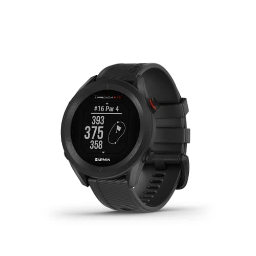 Image of Garmin Approach S12, 44mm GPS Golf watch, essential on course features, pre loaded with 43,000 courses, up to 30 hours in GPS mode, Black