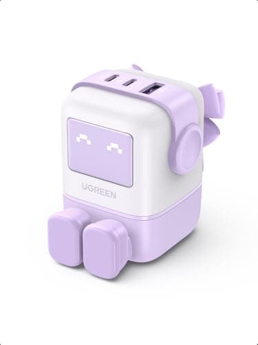 Image of UGREEN Uno Charger 65W USB C Charger Nexode 3-Port GaN Fast Charger Plug Type C Power Adapter Compatible with MacBook Pro, iPhone 17 Pro/Air/17/16/15, Galaxy S24/S23, Pixel 9, Steam Deck, (Purple)