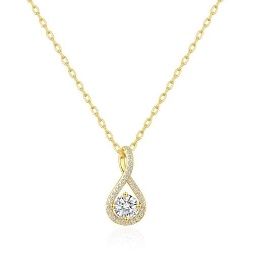 Image of Philip Jones 18k Gold Plated Solitaire Twist Necklace Created with Zircondia® Crystals