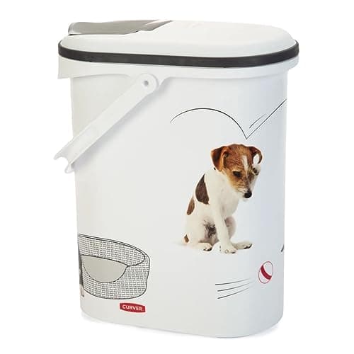 Image of Curver Contenedor para Pienso 241103 Food Container 4 kg I 10 L White/Grey/Love Pets Dogs Polypropylene
