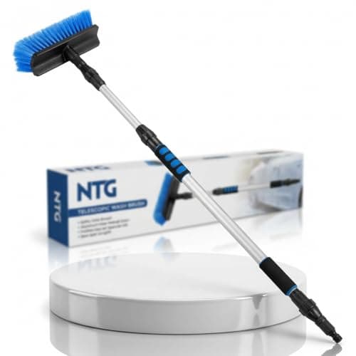 Image of NTG Washing Brush, Car Wash Brush, Telescopic Washing Brush in 2 and 3 Metre Variant with Garden Connection and Inner Water Guide, Window Cleaner (up to 2 Metres)