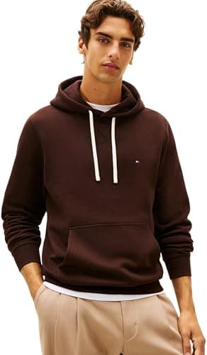 Image of Tommy Hilfiger Men ESS SEASONAL FLEECE HOODY MW0MW39997 Pullover Hoodie, BROWN, L