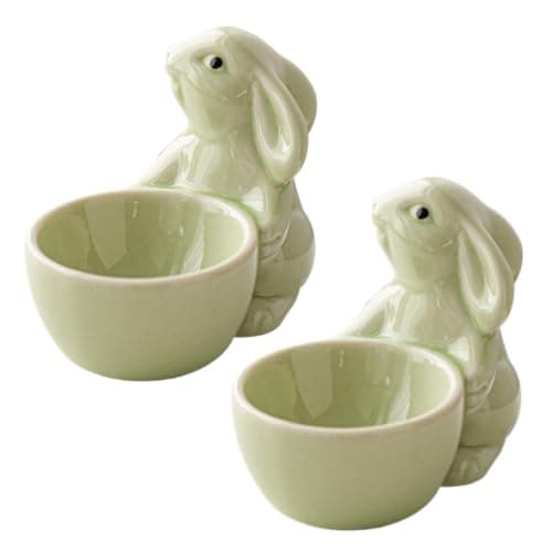 Image of Egg Cups Set of 2, Ceramic, Cute Animal Design, Porcelain, Egg Holder, Tableware Decoration, Gift, Christmas, Birthday, Family, Friends, Children