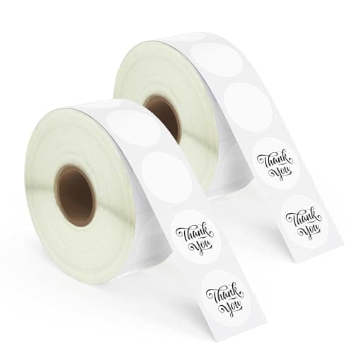 Image of BETCKEY - 25mm Circle Thermal Stickers, Self-Adhesive Round Direct Thermal Labels, Compatible with Zebra & More Label Printer, Perforated [2 Rolls, 2760 Labels]