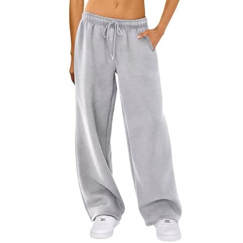 Image of InfiniZer Women's Tracksuit Bottoms Wide Leg Joggers Sweatpants Straight Leg Pants Casual Loose Jogging Bottoms with Pockets Sports Trousers for Ladies (S, Grey)