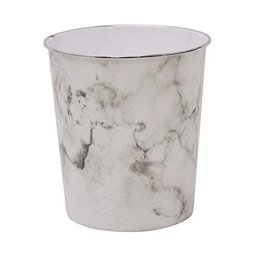 Image of JVL Small Marble Waste Paper Bin, 24.5cm x 26.5cm approx, One Size