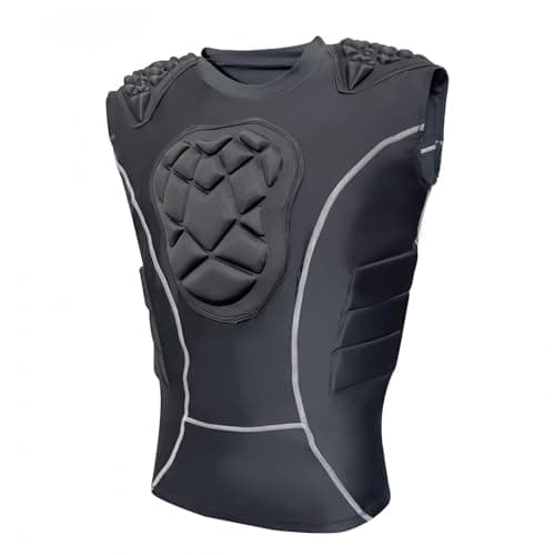 Image of Topeter Padded Compression Shirts with Chest Guard, Rib Protector & Shoulder Pads for Impact Sports S Black