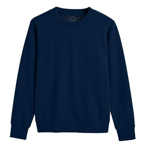 Image of DELLMOOR Men’s Crew Neck Plain Sweatshirts, Breathable 280 GSM French Terry Fabric Cotton Long Sleeve Jumper for Mens Adult, Sizes S - 2XL (UK, Alpha, XL, Regular, Regular, Navy)