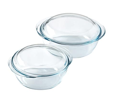 Image of Pyrex® 4 in 1 Collection | Borosilicate Glass Casserole | Set of 2 | Steamer, Quick and Tasty Cooking, Microwave and Dishwasher Safe (2 Pack 1.6L and 2.3L) Casserole Dishes