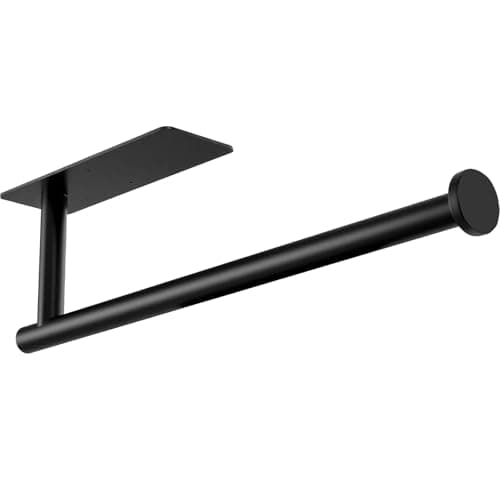 Image of Gewtur Kitchen Roll Holder, Stainless Steel Paper Towel Holder Wall Mounted Under Cabinet Self Adhesive for Bathroom RV, Black
