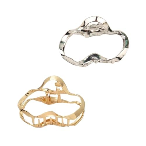 Image of 2 Pcs Claw Clips medium Exquisite Metal Claw Clip for Women Hair Accessories, Gold ＆ Silver
