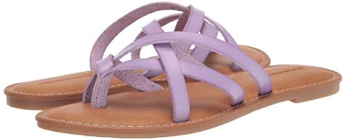 Image of Amazon Essentials Women's Strappy Slide Flat Sandal, Lavender, 8 UK Wide