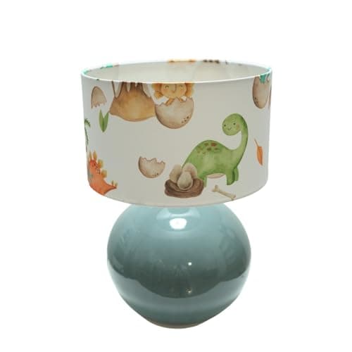 Image of ValueLights | Eucalyptus Ceramic Table Lamp with Dinosaur Drum Lampshade Living Room Bedside Light | Table Lamps, Home Décor & Improvement Essential