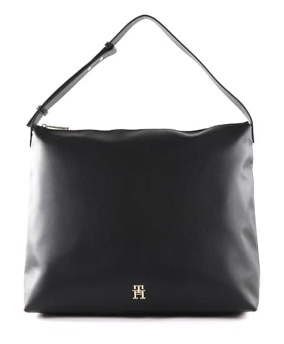 Image of Tommy Hilfiger Women TH Casual Hobo Tote Bag with Zip, Black (Black), One Size