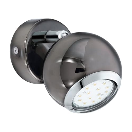 Image of EGLO Bimeda LED Wall Light, Wall Light, Metal Wall Spotlight in Nickel Nero and Chrome, Living Room Lamp, Spot Light with GU10 Bulb, Warm White