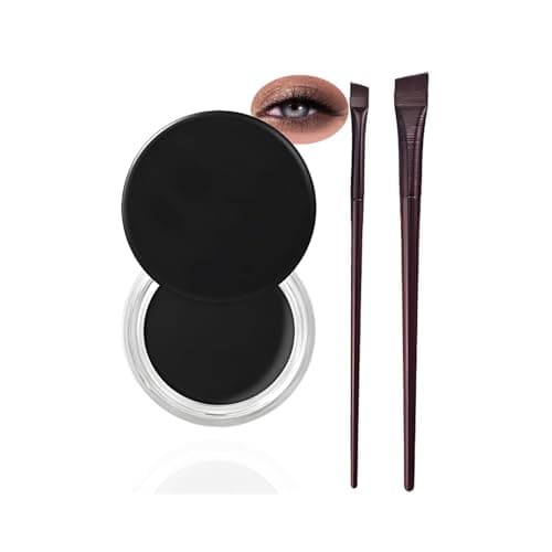 Image of Black Gel Eyeliner Set - Waterproof & Smudge Proof, Long Lasting High Eyeliner Pot with 2 Precision Brushes for Winged Liner, and Defined Eye Makeup Looks (Black)