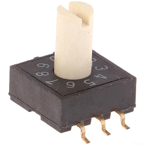 Image of Rotary Switch RM3HAF-10 Designed for 0-9 Numeric Coding Applications and Integrated into PCBs Using Standard Practices