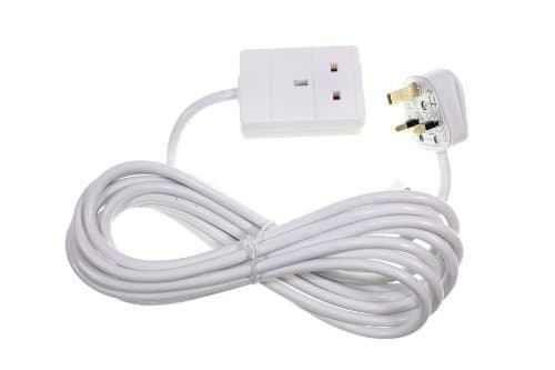 Image of Pifco 1 Way UK 3Pin Plug Extension Lead with 3 Metre Cable - Neon Power On Indicator - White