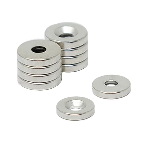 Image of N42 Neodymium Countersunk Magnet for Arts, Crafts, Furniture Fixings, DIY, Hobbies and Science - 10mm dia x 2mm thick x 3mm c/sink - 1.2kg Pull - North - Pack of 10