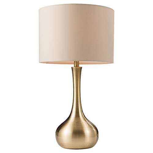 Image of National Lighting Modern Table Lamp - 3-Stage Dimmer Touch Lamp for Desk - Bedside Reading Lamps for Bedroom - Soft Brass Effect & Taupe Cotton - 40W 240V Incandescent E14 Candle (Not Included)