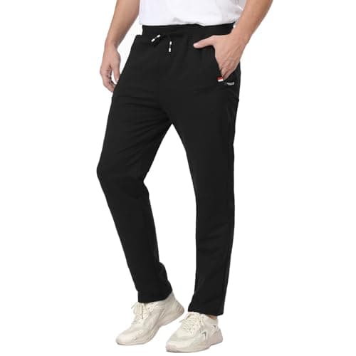 Image of JustSun Tracksuit Bottoms Men Joggers UK Jogging Bottoms with Zip Pockets Track Suit Gym Sports Trousers Black 3XL