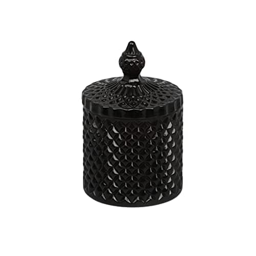 Image of G Decor Misumi Black or White Glass Jar Candle, Sandalwood or Blueberry Scented, Natural Aroma Soy Wax, Great New Home Welcoming Gift, Black Smoke Free (Black)
