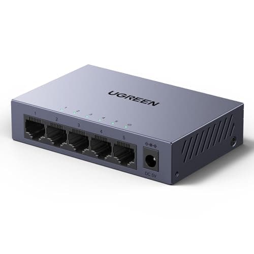 Image of UGREEN Managed Network Switch,5 Port Ethernet Splitter, High-speed Gigabit Ethernet Switch Hub,Metal Case,Desktop & Wall-Mounting,Plug & Play, for TV/Laptop/Switch/Router/Monitor