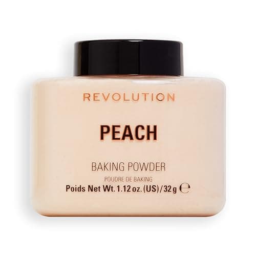 Image of Revolution Beauty London, Loose Baking Powder, Prolongs Makeup Wear, Brightening Setting Powder, For All Skin Tones, Peach, 32g