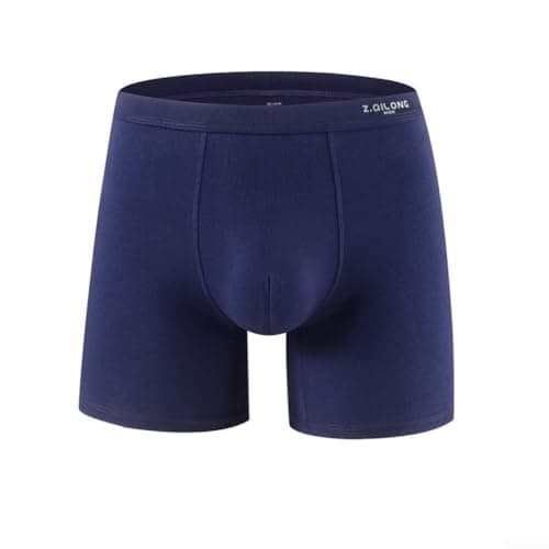 Image of Men's Long Leg Boxer Briefs, Pure Cotton Breathable Anti-Chafing Sports Running Shorts Loose Comfortable Fit(2XL Blue)
