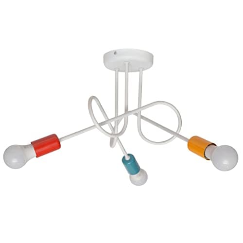 Image of Helam Oxford Multi Arm Semi Flush Ceiling Light White, Orange, Red, Turquoise 50cm