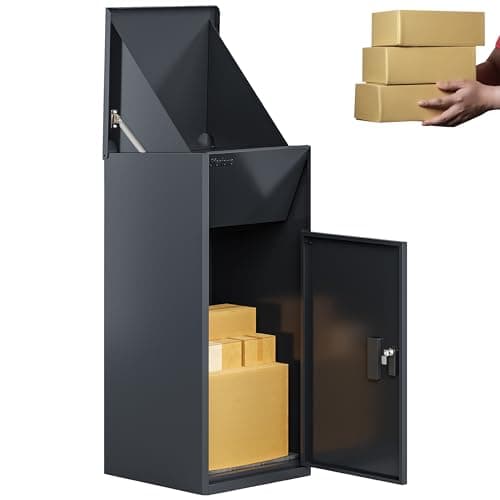 Image of 3FlexHome Caladrius Extra Large Parcel Box with Combination Lock, Delivery Box with Secure Front Access, Durable, Lockable Weatherproof Outdoor Parcel Drop Box For Multiple Packages (GREY)