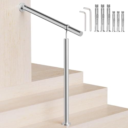 Image of NArra Stainless Steel Handrail Outdoor Steps,80cm/31.5in Indoor Exterior Hand Rail Kit for 1-2 Steps,Transitional Hand Support Railing for Kids,Seniors,Pregnant,Porch & Deck Safety Stair Rails