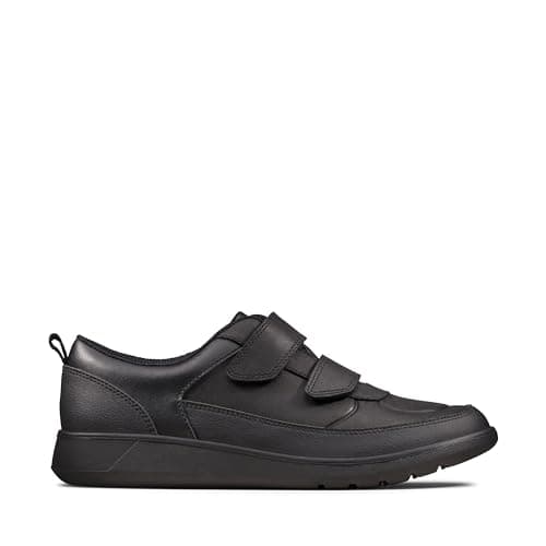 Image of Clarks Scape Flare Kid Leather Shoes in Black Extra Wide Fit Size 11