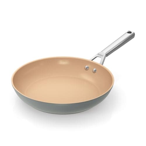 Image of Ninja Extended Life 28cm Ceramic Frying Pan, Non-Stick (No PFAs, PFOAs, Lead or Cadmium), Induction Compatible, Stainless Steel Handle, Oven Safe to 285°C, Grey & Terracotta, CW90028EUUKDB