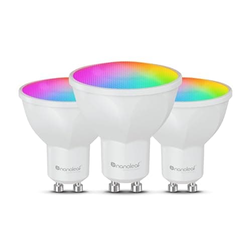 Image of Nanoleaf Matter Essentials GU10 LED Bulbs, Pack of 3 RGBW Dimmable Smart Bulbs - Matter Over Thread, Bluetooth Colour Changing Light Bulbs, Works with Google Apple, Room Decor & Gaming