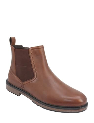 Image of Pegasus Men's Leather Wide Fit Chelsea Boot with Side Zip, Smart Casual Comfort Shoes Tan 9