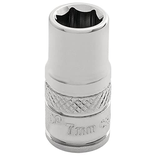 Image of Draper 32487 1/4" Square Drive Polished Chrome Metric Socket, 7 mm Size, Blue