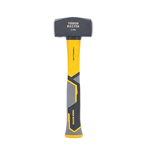 Image of TOUGH MASTER Club Hammer 2.5lb (1.1 kg) Heavy Duty C45 Forged Steel Head Fiberglass Shaft Non Slip Grip Shock-Absorbing Handle TPR Finish Long Handled Extra Large Club Hammer Demolition Construction
