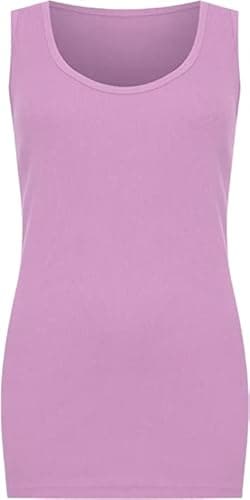 Image of Pretty Attitude Plus Size Womens Plain Ribbed Ladies Sleeveless Scoop Neck Vest Top 14-28 (as8, Numeric, Numeric_16, Regular, Regular, Lilac)