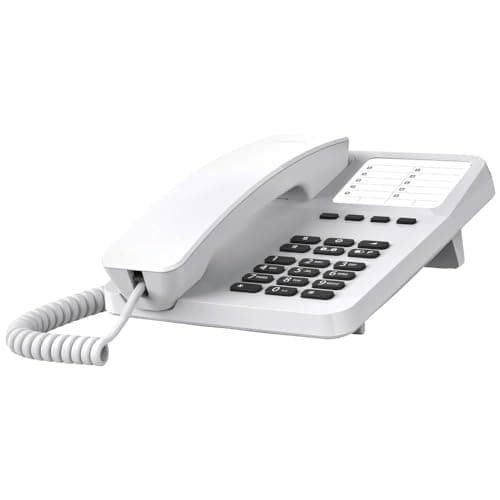 Image of Gigaset Desk 400 - Corded Telephone with Elastic Cable - Space for 10 Short-Dial Entries - Repeat Dial - Hearing Aid Compatible - MFV or Pulse Selection Adjustable, White