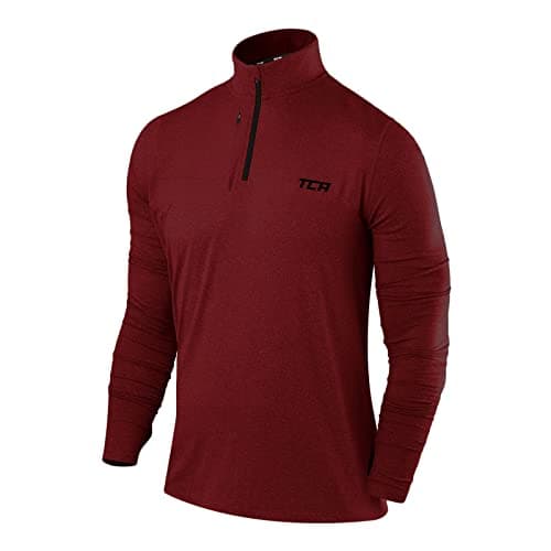 Image of TCA Fusion Long Sleeve Running Top Men - Training Tops for Men - Golf Top Golf Clothing - 1/4 Zip Tops Mens - for Gym Hiking - Power Red, XL