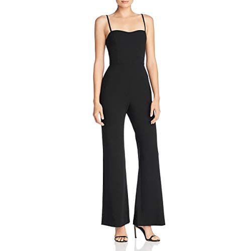 Image of French Connection Women's Strappy Slightly Flared Leg Jumpsuit, Black Sweetheart, 0