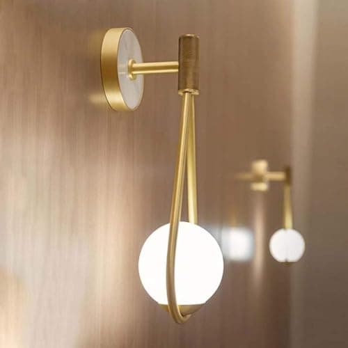 Image of RCYF Nordic Wall Lamp Creative Golden Drop-Shaped Glass Metal Wall Light for Dining Room/Bedroom/Living Room/Study,Warm Light [Energy Class A+++]