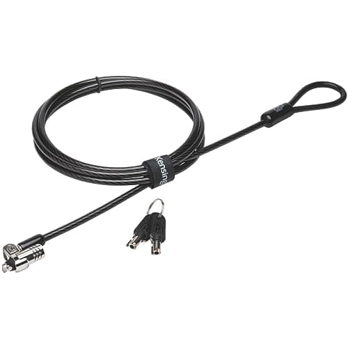 Image of Kensington K65020EU - Microsaver 2.0 Padlock with Key for Laptop with Cable Made of Steel and Carbon, 10 mm Heavy Duty Head and T-Bar Technology on the Lock, 1.8 m Length, Gray