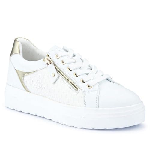 Image of Wide Fit Chunky Lace-Up Trainers - White Size 5