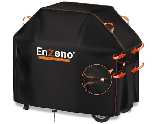 Image of Enzeno BBQ Grill Cover 147x61x122cm Waterproof & UV Resistant, 420D Oxford Fabric Gas BBQ Cover for Weber, Char-Broil, Brinkmann, Outback Outdoor Barbecues, All Weather Dustproof Protection