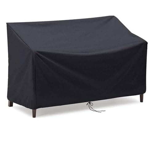 Image of Canyonus Garden Bench Cover 2 Seater, Waterproof Windproof Heavy Duty Bench Seat Cover for Outdoor Patio Loveseat, 134 x 66 x 89 cm, Black