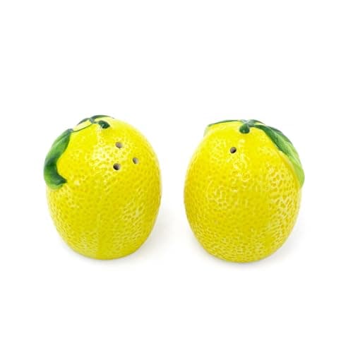 Image of Carousel Home Mediterranean Lemons Salt & Pepper Pots | Fruit Salt And Pepper Pots Salt And Pepper Shakers | Salt And Pepper Shakers In Gift Box Lemons