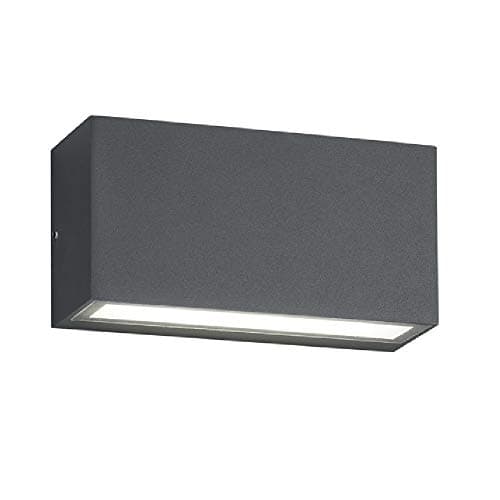 Image of Britalia LED Anthracite Grey Outdoor Rectangular Up & Down Wall Light | 10W LED 800 Lumens 3000k Warm White | IP65 Exterior Rated | Garden & Patio