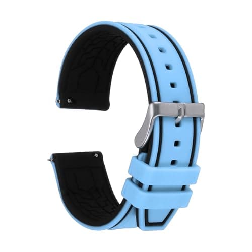 Image of sourcing map Silicone Watch Bands 22mm Soft Quick Release Watch Bands, Light Blue Black